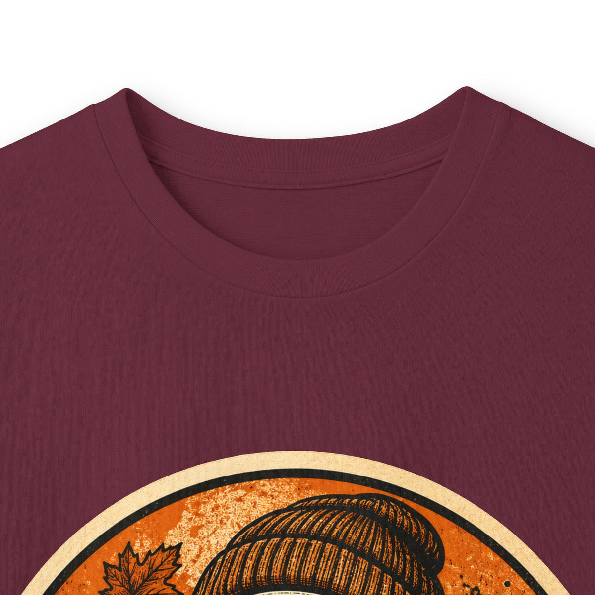Skull Beanie Holding Coffee Long Sleeve Tee | Autumn Floral Circle