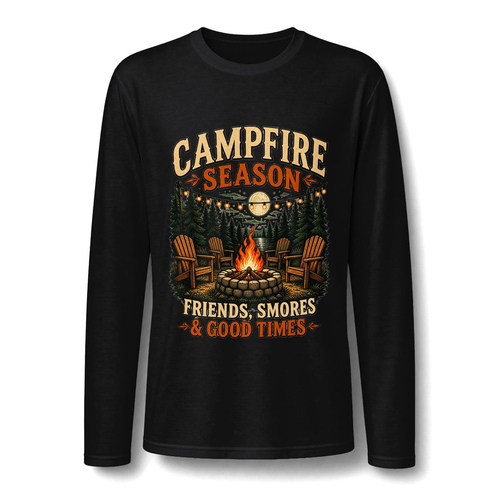 Campfire Season Long Sleeve Tee — "Campfire Season: Friends, S'mores & Good Times"