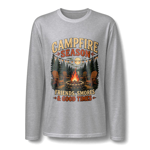 Campfire Season Long Sleeve Tee — "Campfire Season: Friends, S'mores & Good Times"