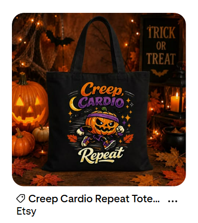 Creep Cardio Repeat Halloween pumpkin tote bag