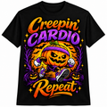 Creepin Cardio Repeat Halloween pumpkin fitness T-shirt