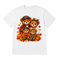 Fall family bear crew T-shirt with pumpkins and autumn leaves